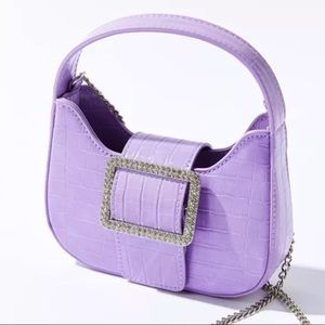 Nwt Mini Y2K 90s Alison Crossbody Chain Rhinestone Buckle Lavender Tiny Purse